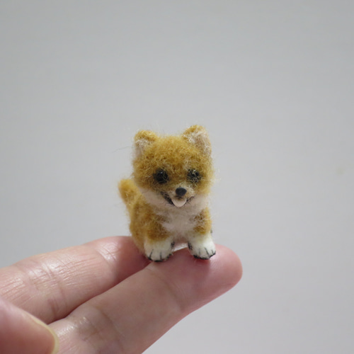 羊毛フェルト 犬 柴犬 豆柴 赤柴 子犬 ミニチュアドールハウス  