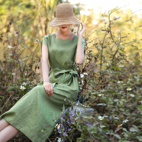 Robolite & Co. グリーン ノースリーブワンピース Robolite & Co. グリーン ノースリーブワンピース Robolite & Co