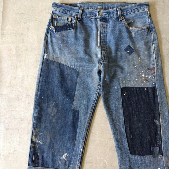 W36表記 リペアカスタム usa製 リーバイス 501 パッチワークリメイク  