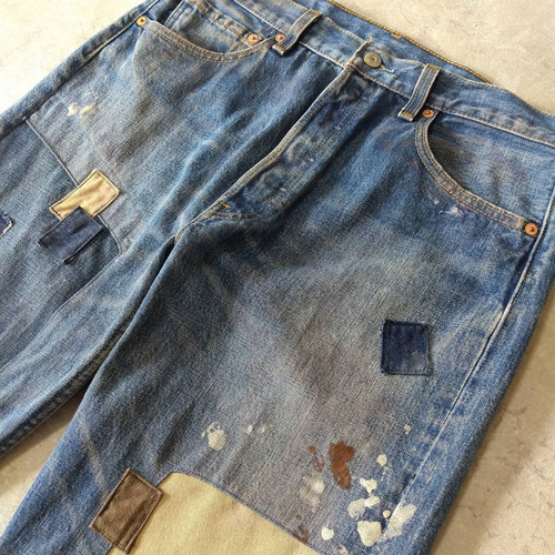 W33表記 リペアカスタム usa製 リーバイス 501 パッチワーク