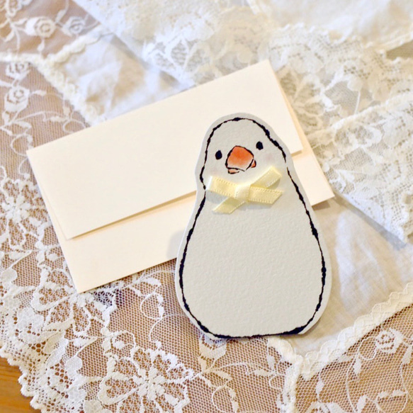 MINI CARD - 白色 Java Sparrow 2PC SET- 第3張的照片