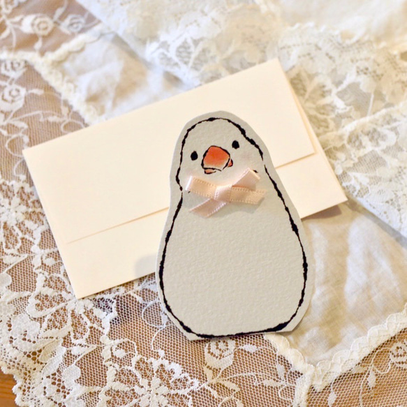 MINI CARD - 白色 Java Sparrow 2PC SET- 第2張的照片