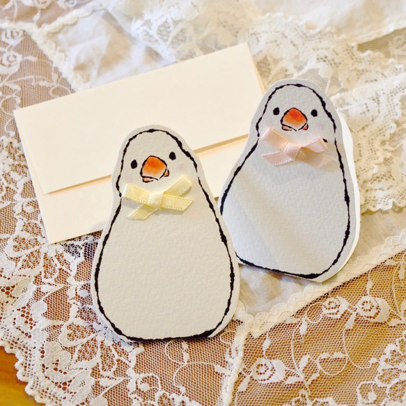 MINI CARD - 白色 Java Sparrow 2PC SET- 第1張的照片