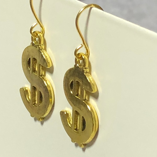 1106. ゴールドマネー、ドルマーク＄のピアス ピアス（フック 