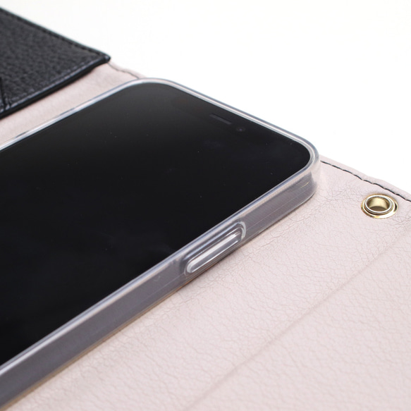 手帳型 iphone ケース ショルダー ストラップ かわいい ミラー付き SE 12 mini 13 11 お出掛け 14枚目の画像
