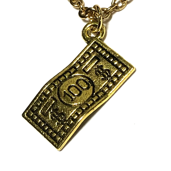 1107.ゴールドマネー、ドル紙幣、100ドル札のネックレス 12枚目の画像