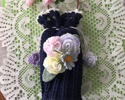 ドイリー1314❤️ぷっくりツル薔薇とマーガレットのドイリー