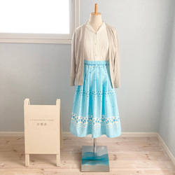 アメリカヴィンテージ生地 爽やかブルー♪レトロなスカート Sサイズ 3枚目の画像