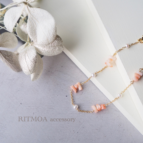 14kgf☆天然珊瑚＆パール ブレスレット ブレスレット RITMOA 通販 