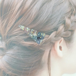 紫陽花ヘアクリップ　くすみカラー　ギフト　ヘアアクセサリー　レジン　プリザーブドフラワー　 5枚目の画像