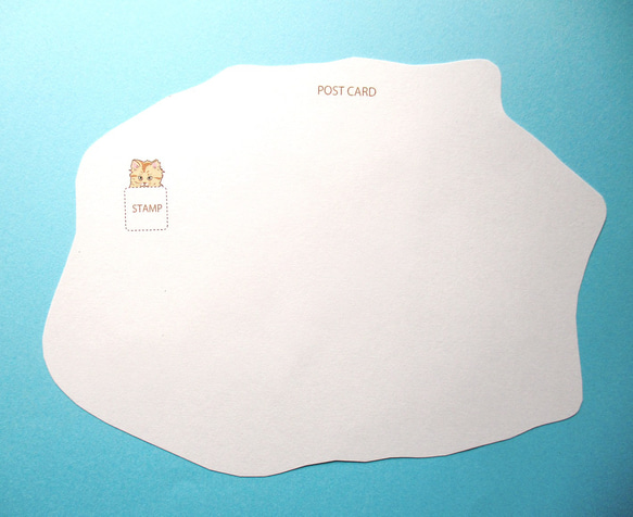 猫変形ポストカード「紫陽花＃2」（へそ天ちゃんとセットになってます） 5枚目の画像