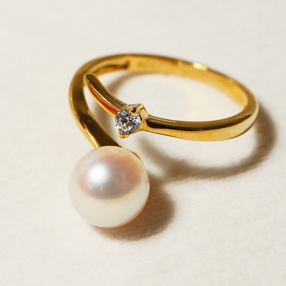 單顆 Akoya 珍珠 珍珠戒指與項鍊套裝 免費送貨 [Creema Limited] 第2張的照片