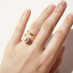 單顆 Akoya 珍珠 珍珠戒指與項鍊套裝 免費送貨 [Creema Limited] 第5張的照片