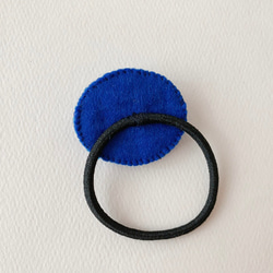 【SALE❤️】オーバル型ビジュー/ビーズ刺繍ヘアゴム(ブルー) 7枚目の画像