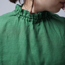 [限量試用品！] 生動迷人的亞麻褶皺襯衫/常磐綠 p019a-tmi1 第8張的照片