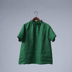 [限量試用品！] 生動迷人的亞麻褶皺襯衫/常磐綠 p019a-tmi1 第10張的照片
