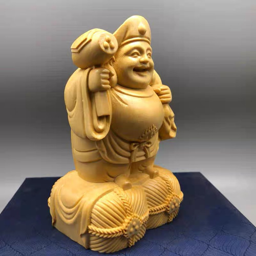 MD*0431 七福神 大黒天 木造 木彫り 縁起物 置物 彫刻工芸品 神様 彫刻