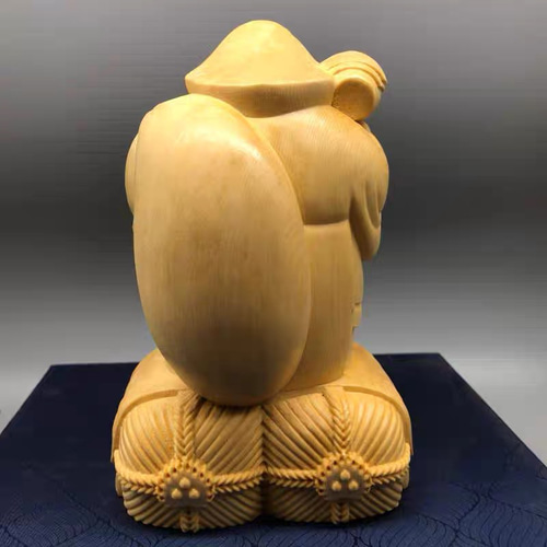 MD*0431 七福神 大黒天 木造 木彫り 縁起物 置物 彫刻工芸品 神様 彫刻