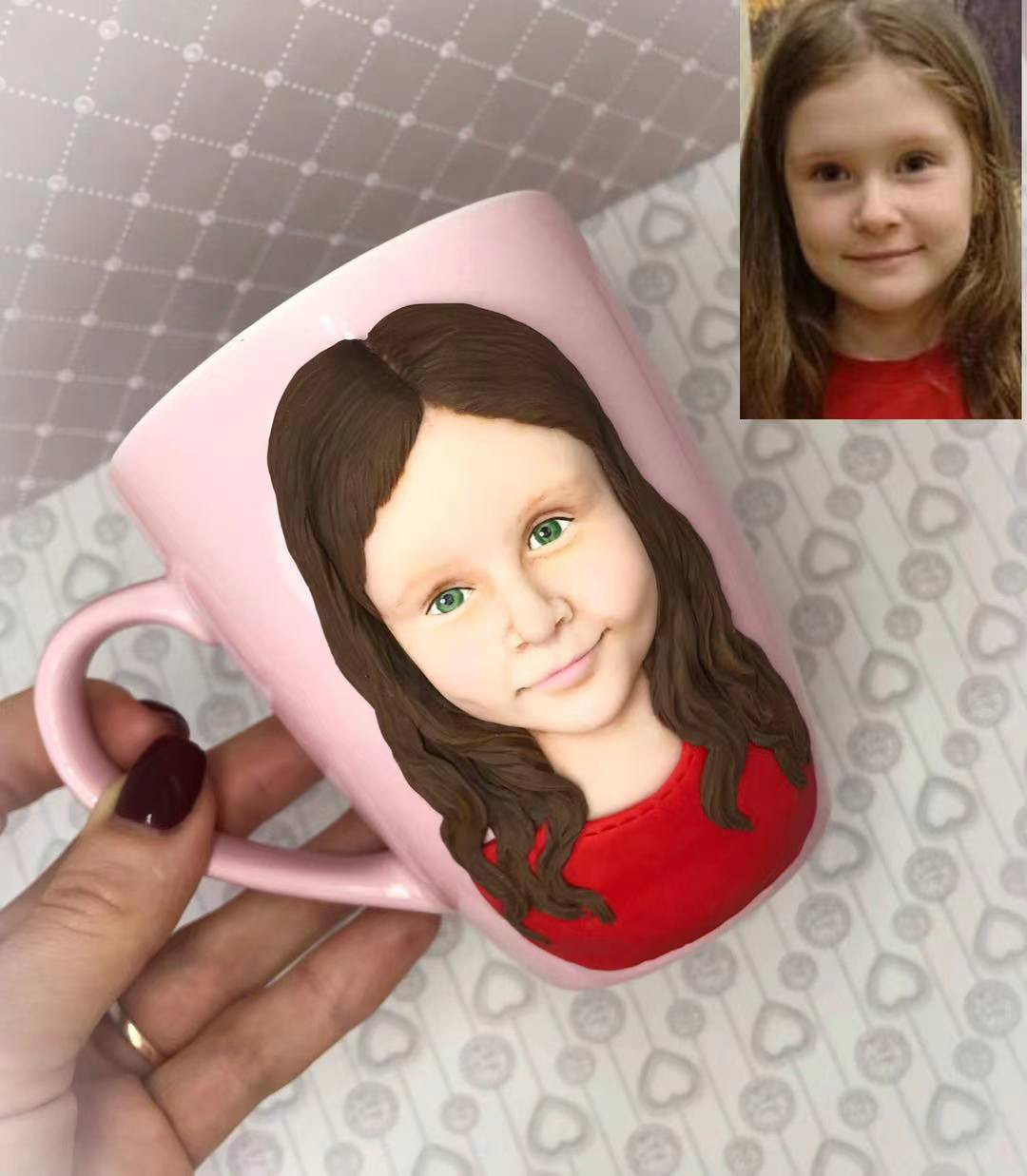 【オーダーメイド】お写真入から コーヒーカップ 3D 似顔絵 肖像画 写真 人形 コップ マグカップ フィギュア 誕生日