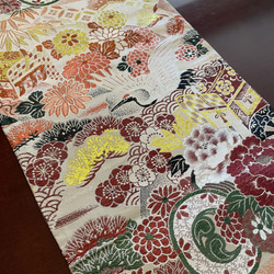 花嫁衣裳の丸帯リメイク　正絹テーブルランナー1537 2枚目の画像