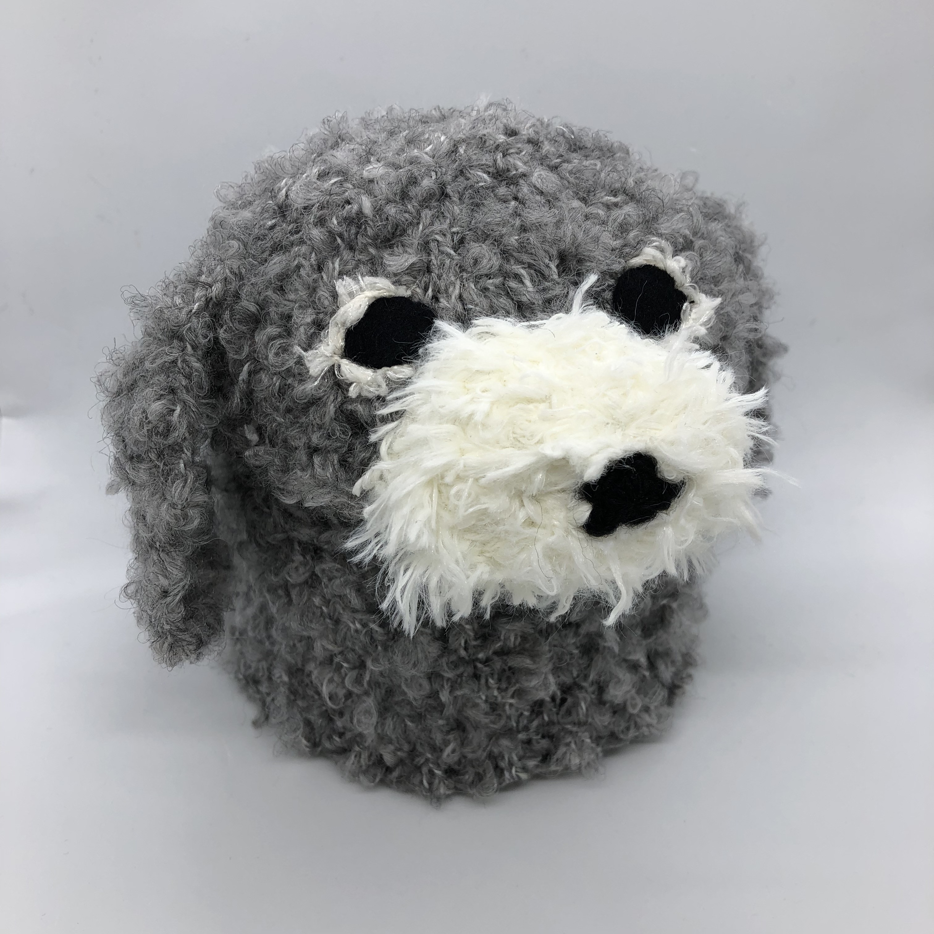 ペットの犬のお骨入れ（骨壺）カバー/Pet Pot Dog グレーのモコモコ犬53