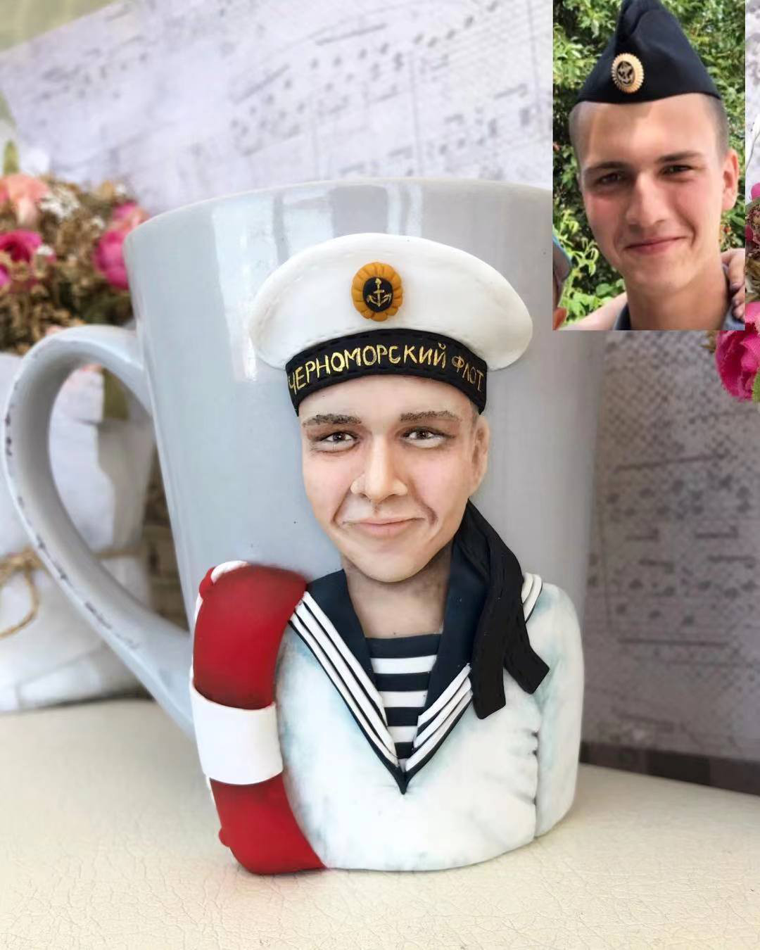 【オーダーメイド】お写真入から コーヒーカップ 3D 似顔絵 肖像画 写真 人形 コップ マグカップ フィギュア 誕生日