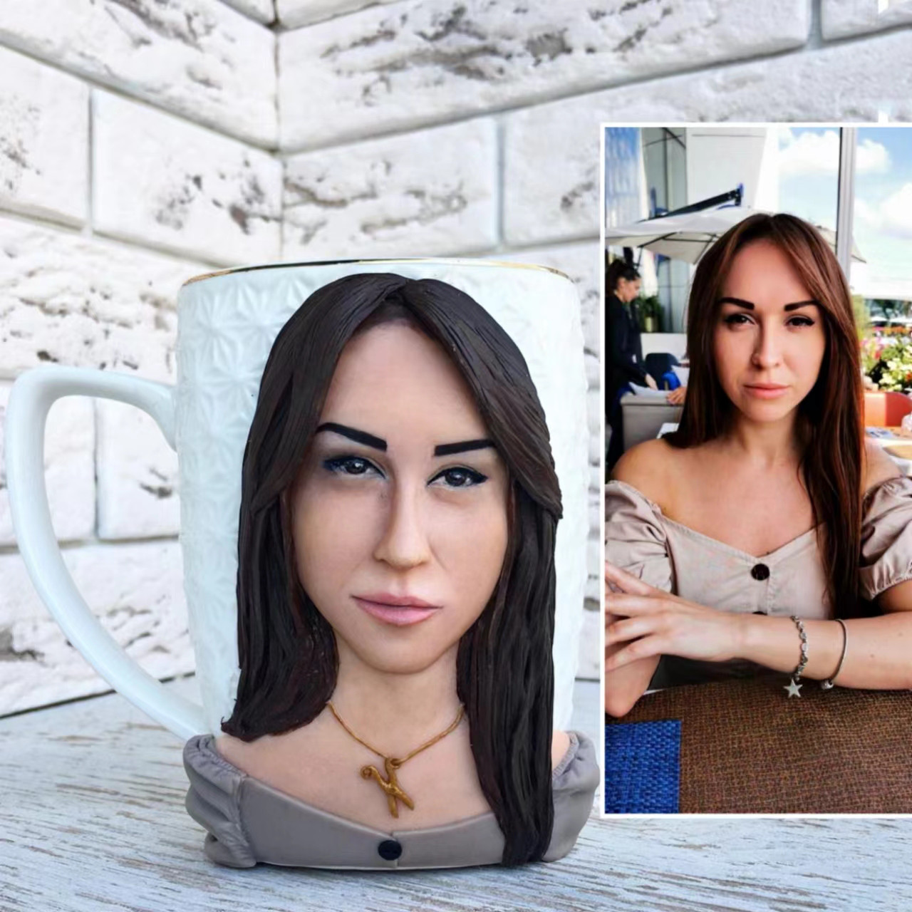 【オーダーメイド】お写真入から コーヒーカップ 3D 似顔絵 肖像画 写真 人形 コップ マグカップ フィギュア 誕生日