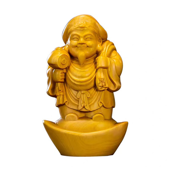 MD*0299 七福神 大黒天神様 木造 木彫り 縁起物 置物 彫刻工芸品