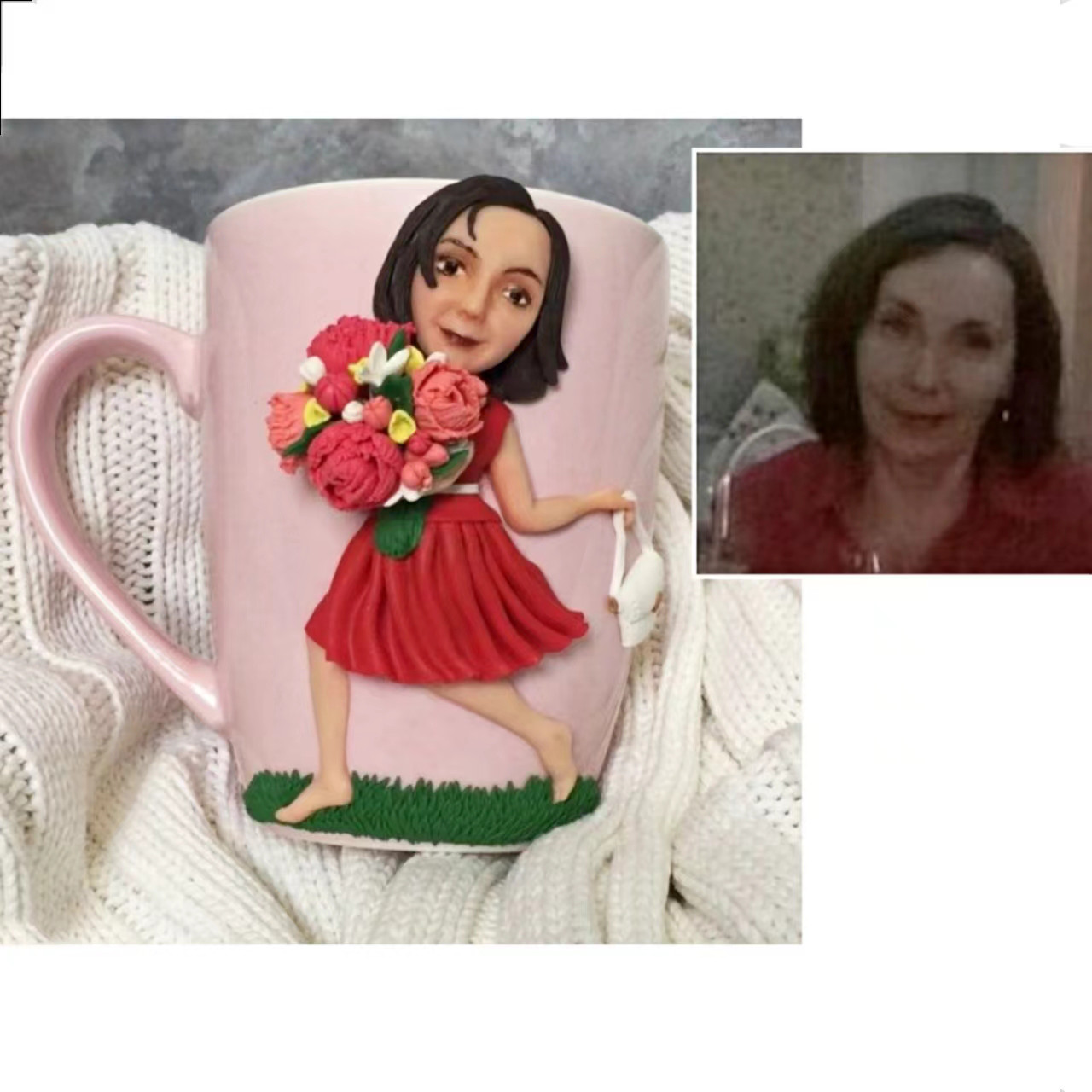 【オーダーメイド】お写真入から コーヒーカップ 3D 似顔絵 肖像画 写真 人形 コップ マグカップ フィギュア 誕生日