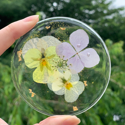 ハンドメイド押し花レジンコースター NO.20 コースター Chura