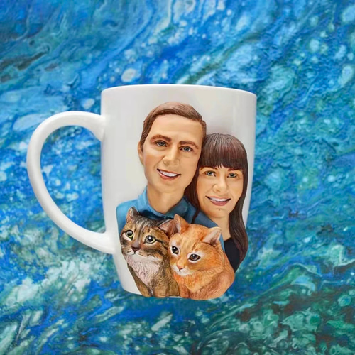 オーダーメイド】お写真入から コーヒーカップ 3D 似顔絵 肖像画 写真