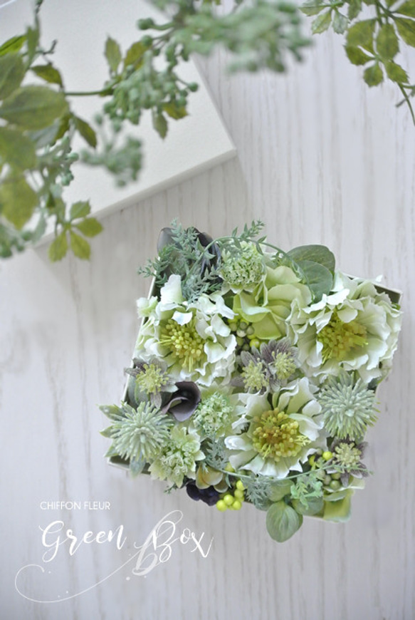 爽やかグリーン×パープルのBOXアレンジ♡ 1枚目の画像