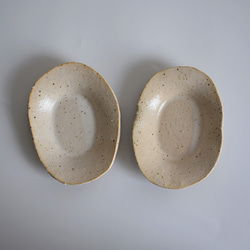 楕円形・オーバル小皿　黄御影土×白失透釉 12枚目の画像