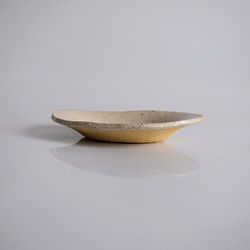 楕円形・オーバル小皿　黄御影土×白失透釉 3枚目の画像