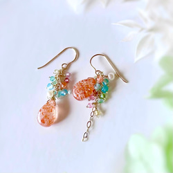 高品質アンデシンラブラドライトとプレシャスオパールの光の女神ピアス