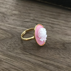 ピンク♡白い薔薇カメオの指輪/ゴスロリ　ガーリー　フレンチ　クラシカル　大人可愛い 5枚目の画像