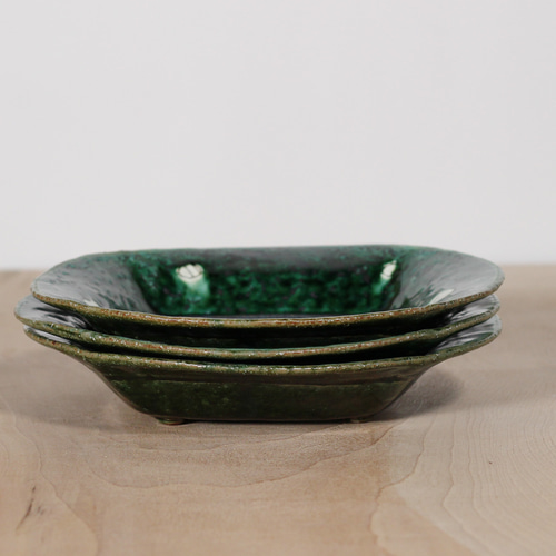 織部焼■大皿　深鉢　深皿　盛鉢　盛付け　盛皿　深鉢皿　グリーン　作家物　花器 870ad3e4a95cf1409ec6b053f80b7a