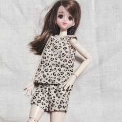 2点セット 22cmドール へそ出し パンツ Tシャツ ハンドメイド 服