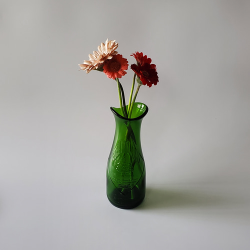 ヴィンテージ　ハート　花瓶♡ Amazon.co.jp: 花瓶グラデーション青緑色ストレートボディ