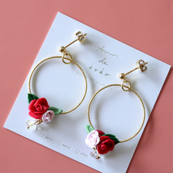 【１セットのみ販売】 ❁⃘Petites rosesイヤリング❁⃘（ポリマークレイ） 3枚目の画像