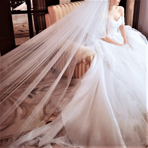 翌日発送【ロングベール】シンプル 300cm コーム付 ウエディングベール
