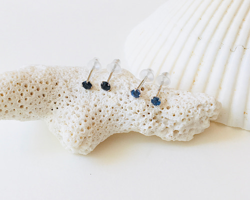 K14WG】サファイヤピアス 2.3~2.5mm ピアス（スタッド・一粒
