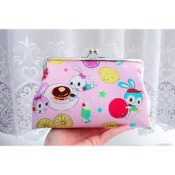 再販3】【選べるサイズ】昭和レトロなアニマル柄がま口ポーチ*うさぎ