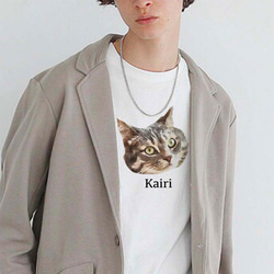 オーダーメイドで作る！メンズ愛猫イラストTシャツ / ネコちゃんの写真を送るだけ！簡単！ 3枚目の画像