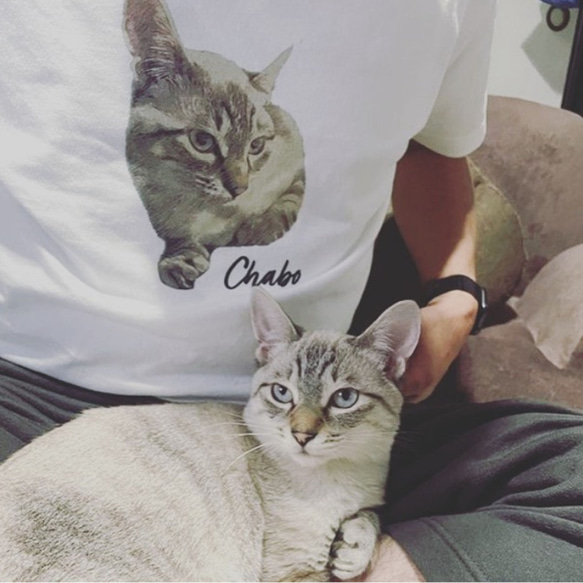 オーダーメイドで作る！メンズ愛猫イラストTシャツ / ネコちゃんの写真を送るだけ！簡単！ 4枚目の画像
