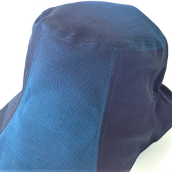夏塩沢の本藍染めのファッション「ナツシオンブルー」　ぼかし染め後ゴム付き帽子(絹１００％)Ｂ 5枚目の画像
