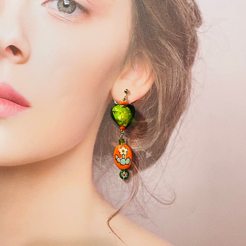 身につけるSDGS♪ ヴィンテージリメイク】イヤリングorピアス 変更可