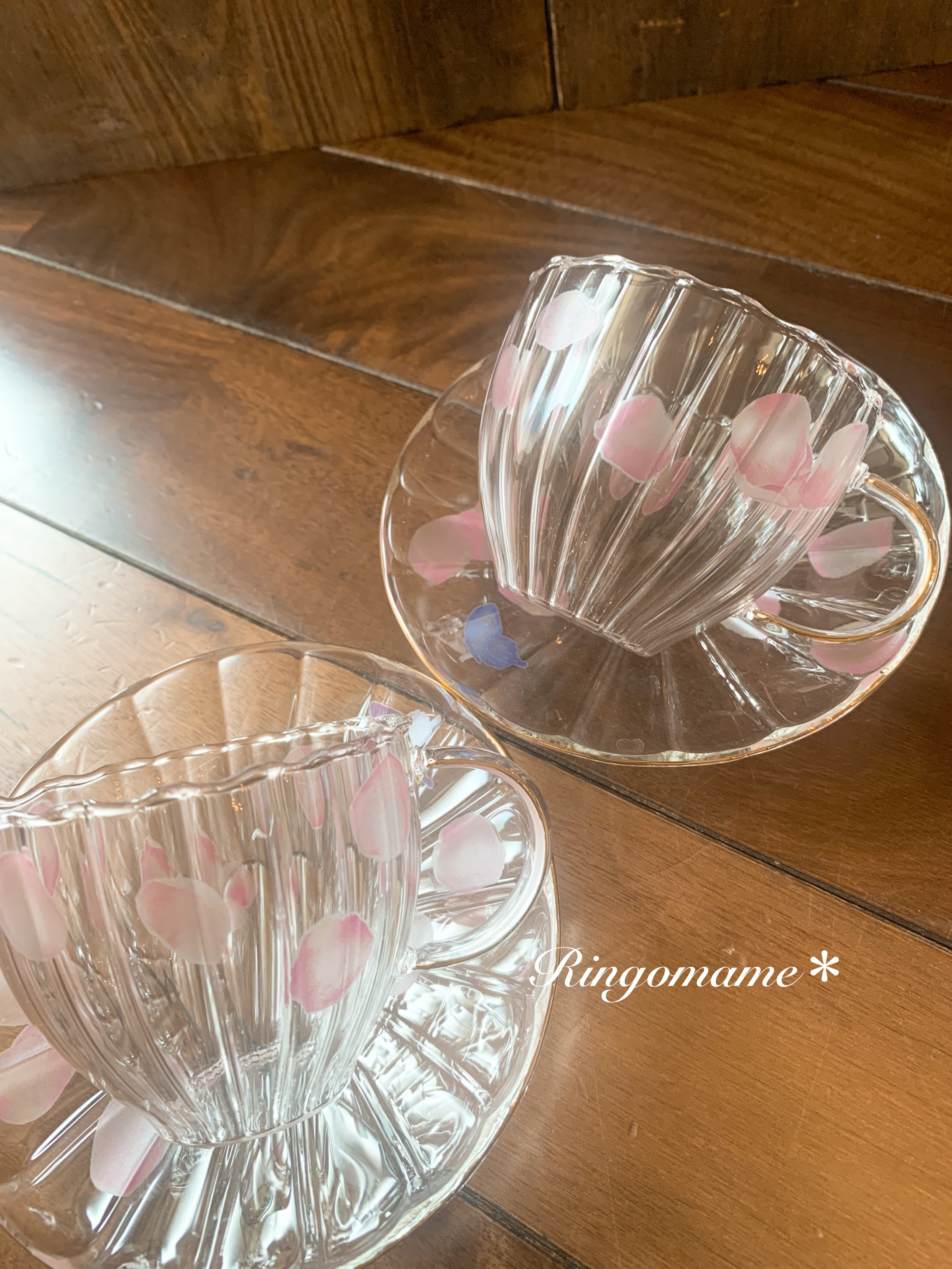 バタフライとおはなのティーポットandティーカップ2客セット