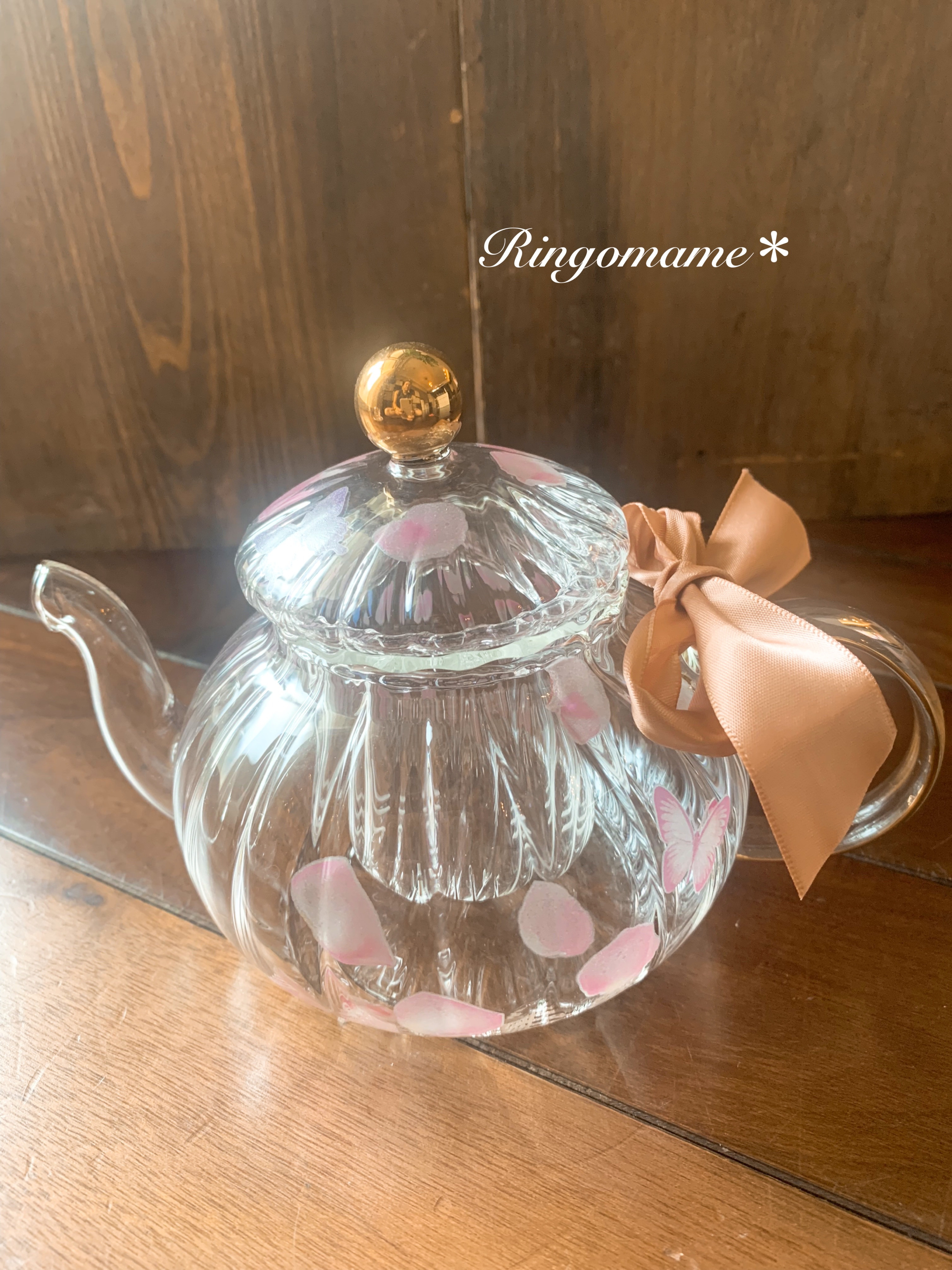 バタフライとおはなのティーポットandティーカップ2客セット