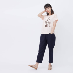 パールミルクティー スクエアスリーブ ワイドバージョン 女性バージョン オレンジパウダーTEE 台湾名物タピオカティー 7枚目の画像